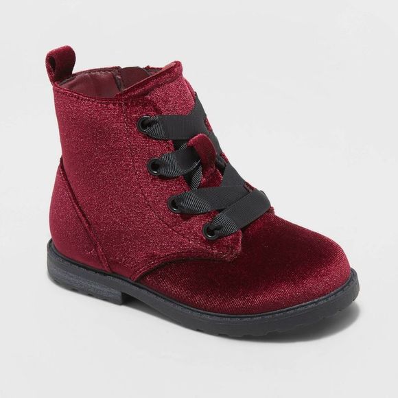 Cat & Jack Shoes Toddler Girls Giovanna Crushed Velvet Laceup